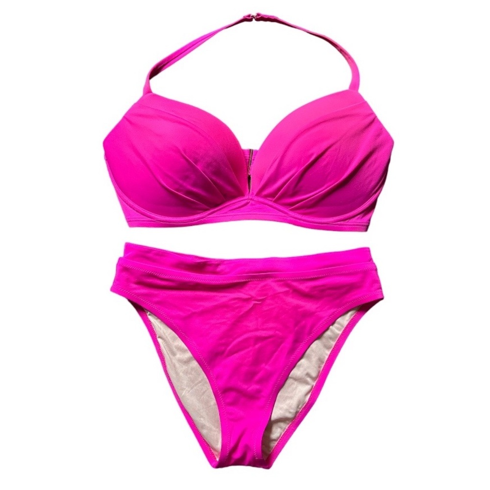 Victoria’s Secret Hot Pink Bikini Size Large 38D Swimsuit Push Up